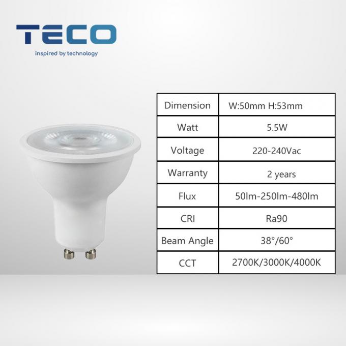 5Watt RA90 GU10 LED Spotlight Bulbs With Wall Switch 3 Step Dimming CE Certified 0