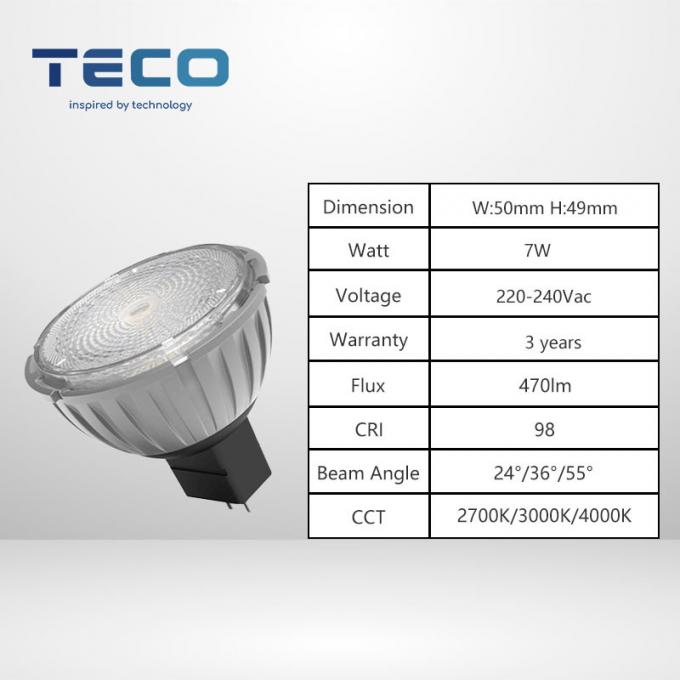 Aluminum Triac Dimming Zoomable MR16 LED Light Bulbs Spotlight 12V 7.5W 3000K GU5.3 Base 0