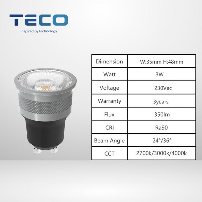 3.5Wattage Small Gu10 Led Bulbs 3000K RA90 Mini Spotlights 36 Degree Beam Angle 0