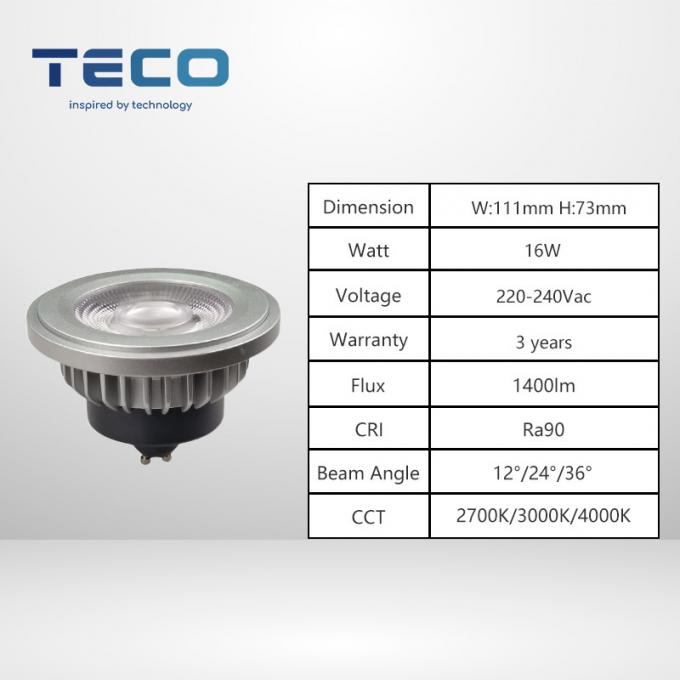 AR111 ES111 Led Light Bulbs Flicker Free RA90 36 Degree 2700K Very Warm White 111x73mm 0