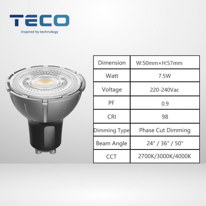 GU10 Pro 7.5W 2700K Dimmable Light Bulbs Energy Saving 60 Degree Ra98 230V Led Spot 0