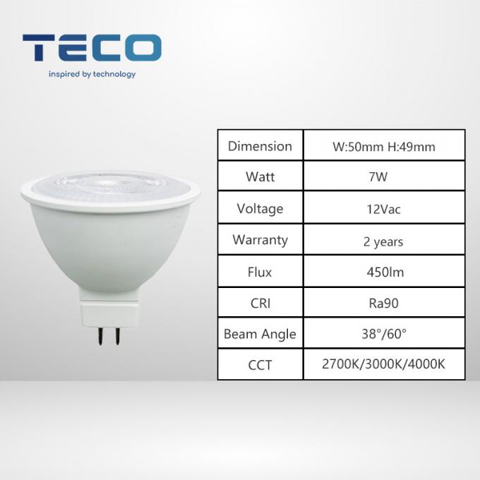 7Watt GU5.3 MR16 LED Bulbs 3000K RA90 36 Degree Beam Angle Dimmable LED Spotlight 0
