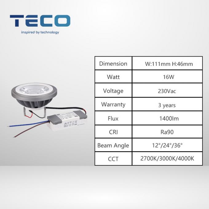 16W AR111 LED Spotlight 4000K Nature White G53 Dimmable Led Bulb for Restaurants 0