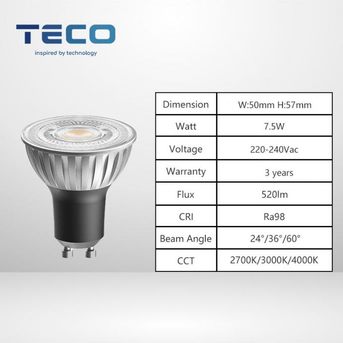 Non Dimmable Die Cast Aluminum GU10 LED Bulbs 3000k 36 Degree Gu10 Spotlight Bulbs 0