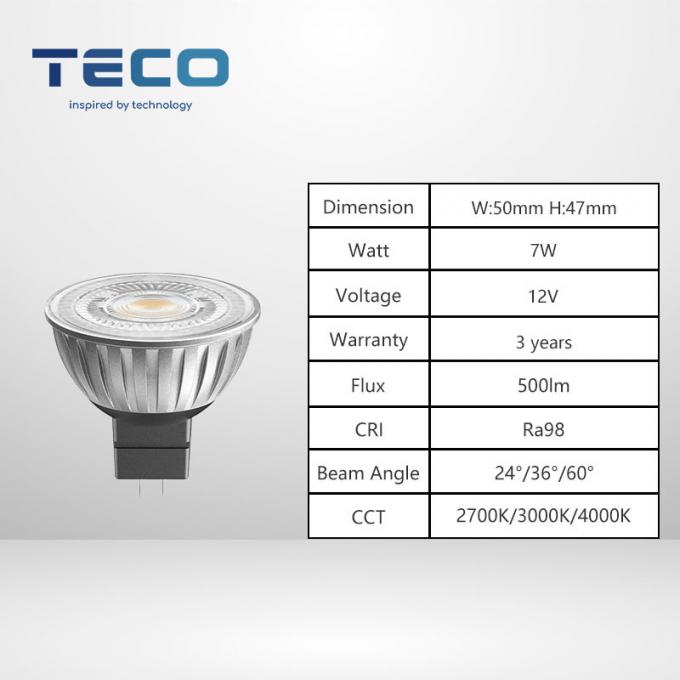 Die Cast Aluminum 4000k MR16 LED Bulbs 60 Degree 12v 7w Triac Dimming Spotlight 0
