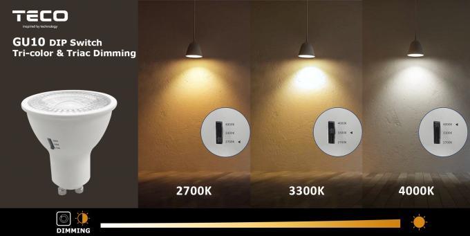 Selectable CCT GU10 LED Bulb – Switchable Color Temperature with DIP & Wall Switch Contro 1
